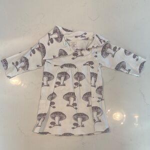 White Dress with Mushroom Print